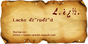 Lacko Árpád névjegykártya